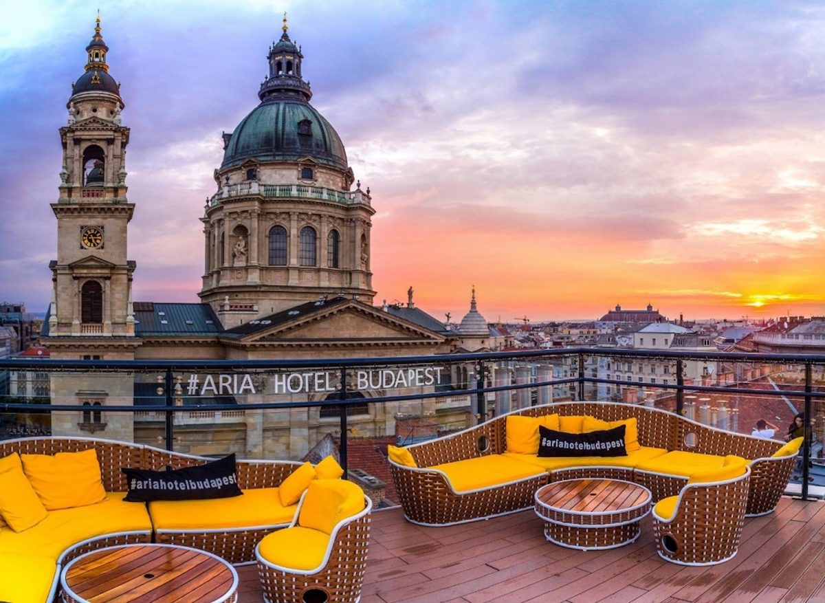 Budapest, skybar, naplemente