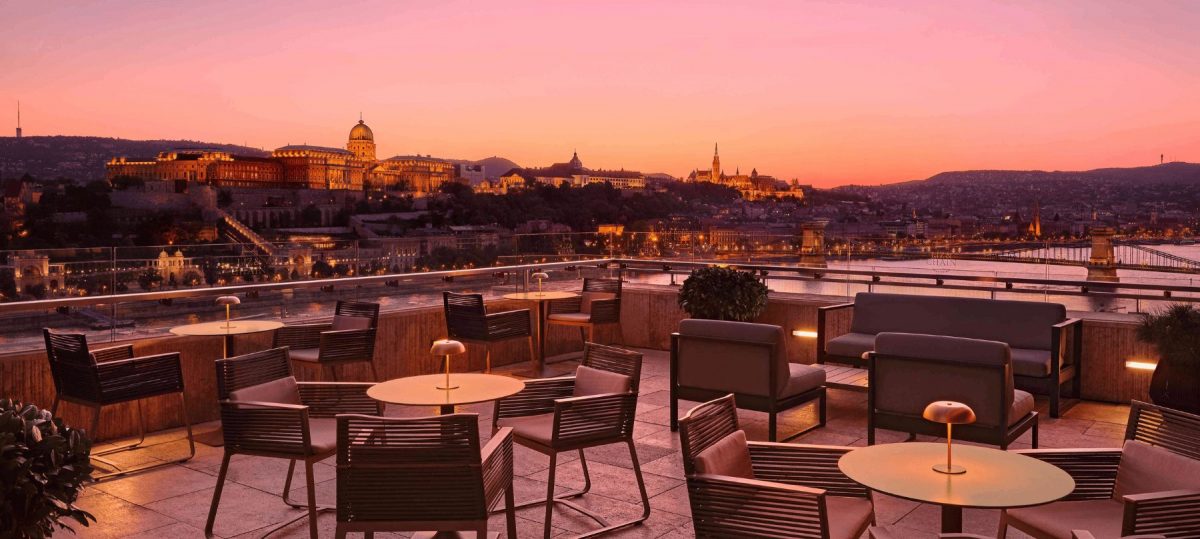 Budapest, skybar, naplemente