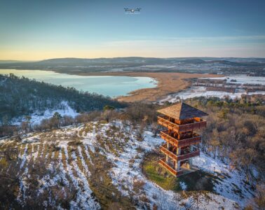 Tihany, Balaton, tél, téli kirándulás, természet, kilátó, Őrtorony-kilátó, január
